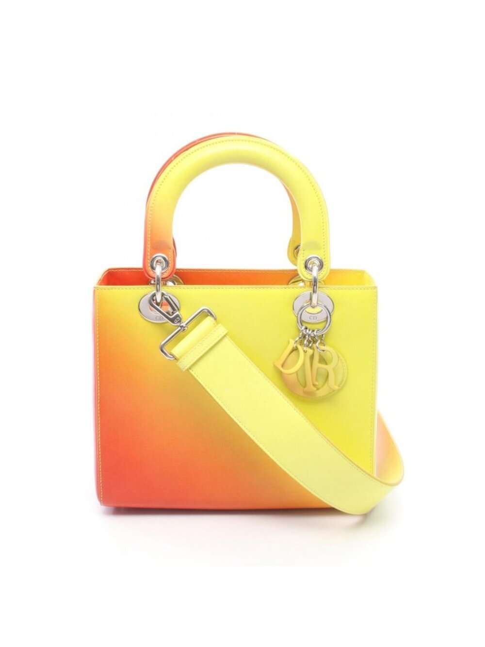 Dior Handbag Lady Dior Gradation 2-Way Orange Yellow Leather Tote